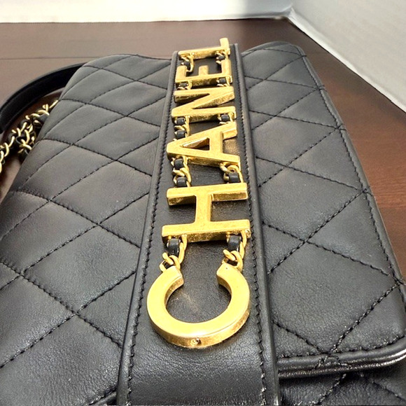 CHANEL Medium Quilted Logo Enchained Flap Bag Calfskin includes dustbag / box - Picture 13 of 16